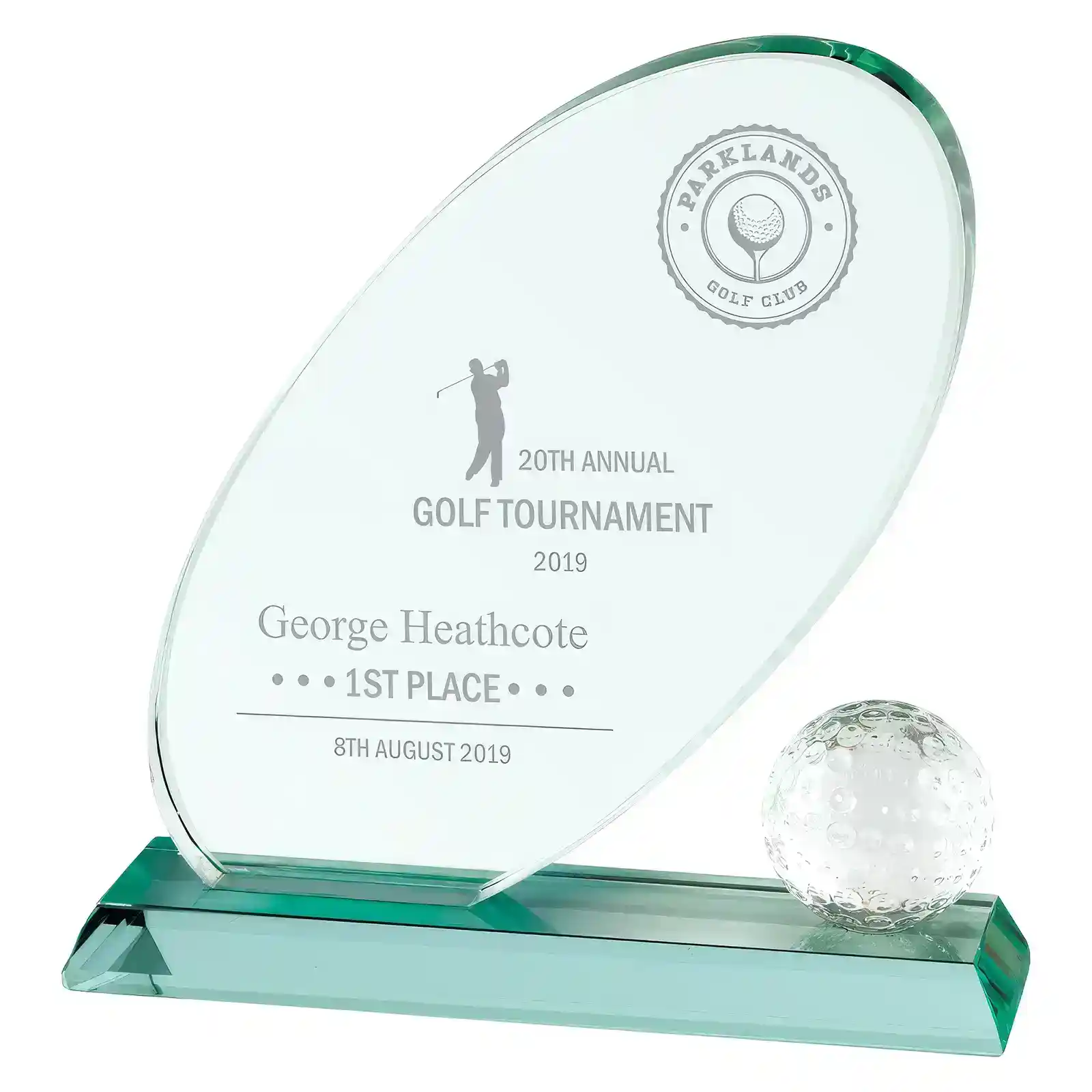CR19153B Muirfield Jade Glass Award 195mm (20mm Thick) - Image 1