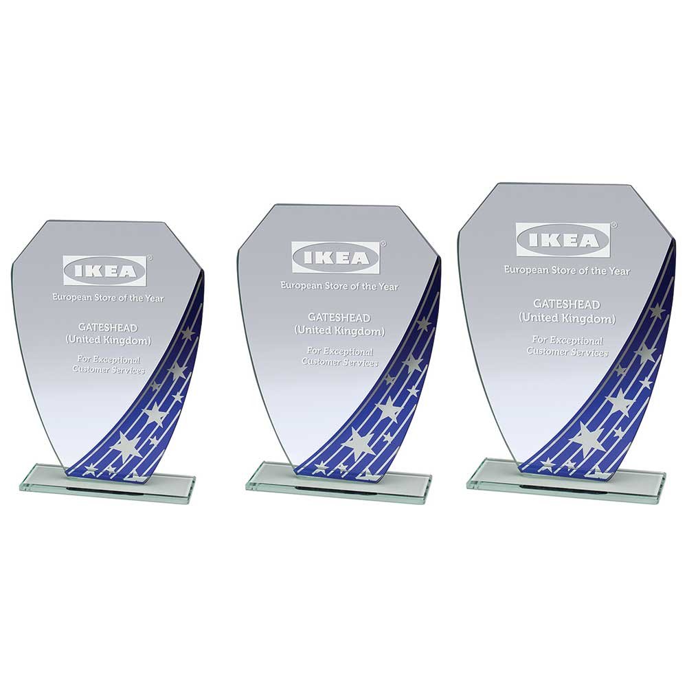 CR24367.jpg Starlight Hex Jade Glass Award Blue - Image 1