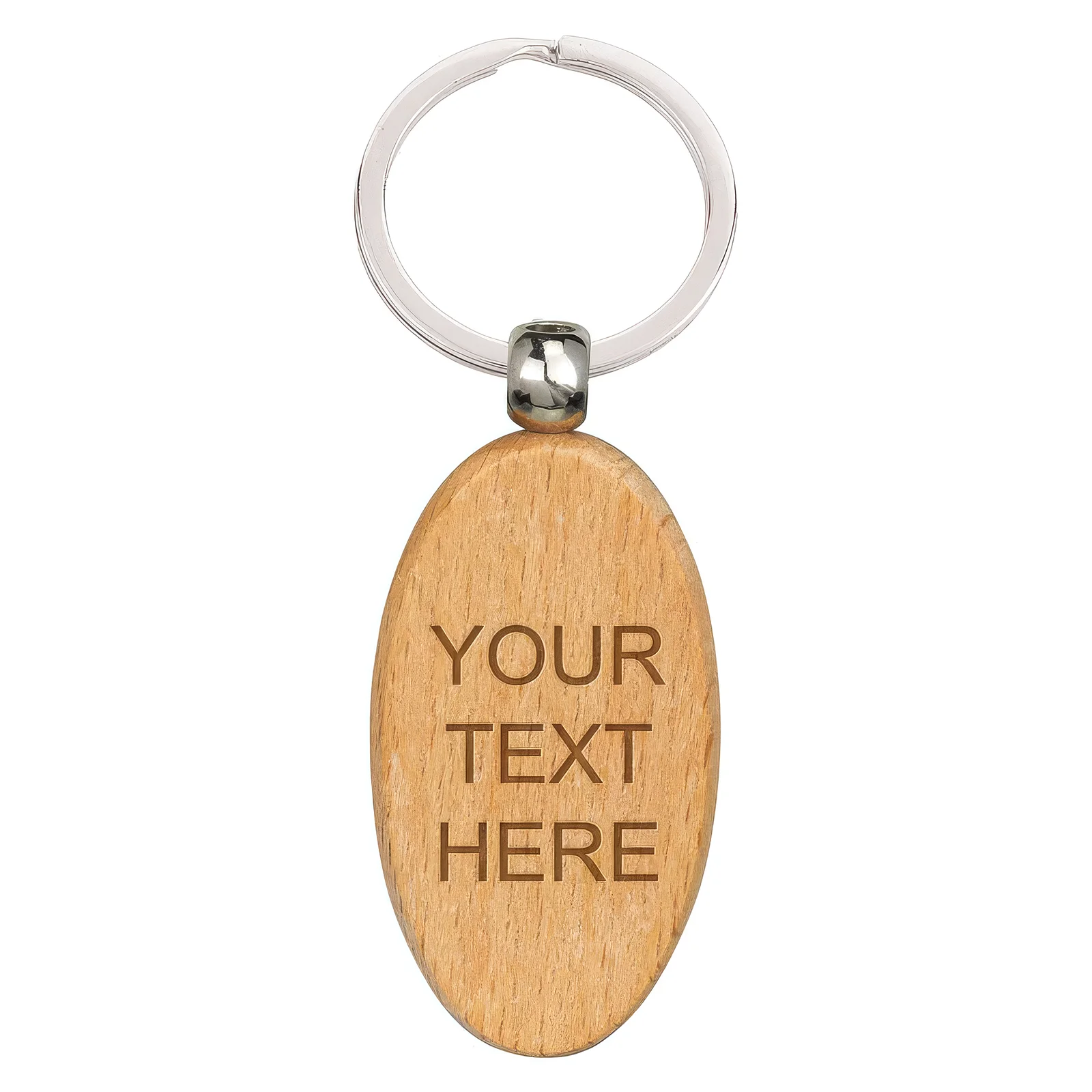 KW25415A Echo Oval Beechwood Keyring 55mm - Image 1