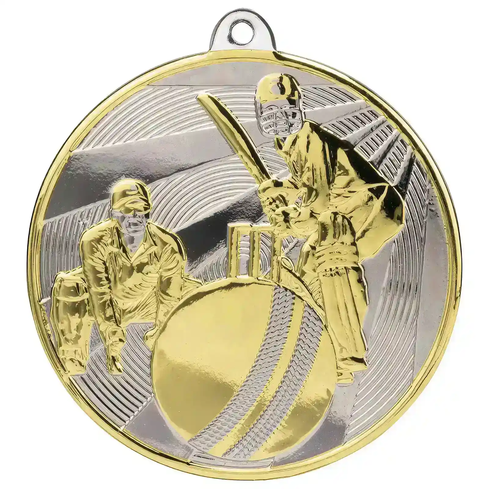 MM24265A Premiership Cricket Medal Gold & Silver 60mm - Image 1