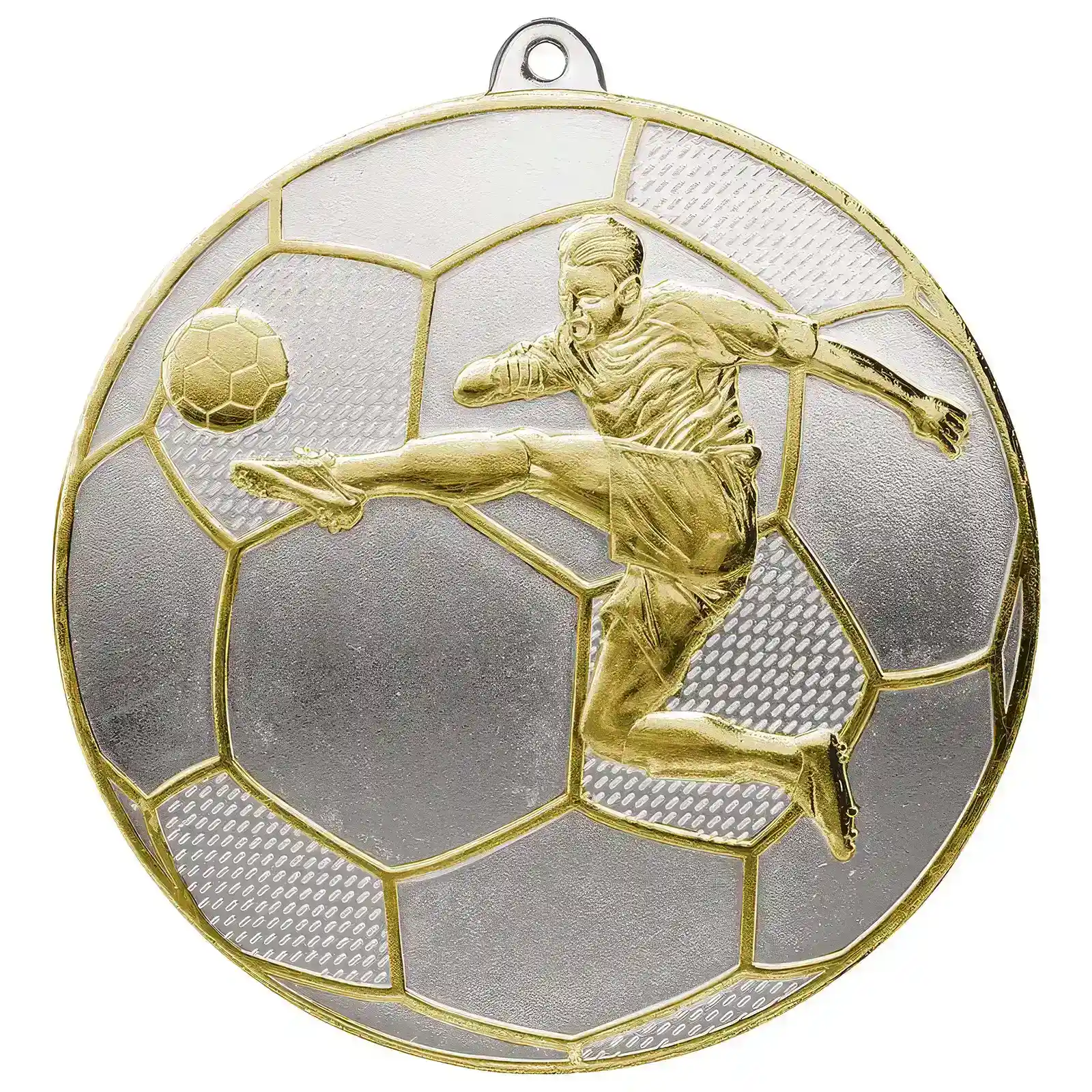 MM24276A Premiership Football Medal Gold & Silver 70mm - Image 1