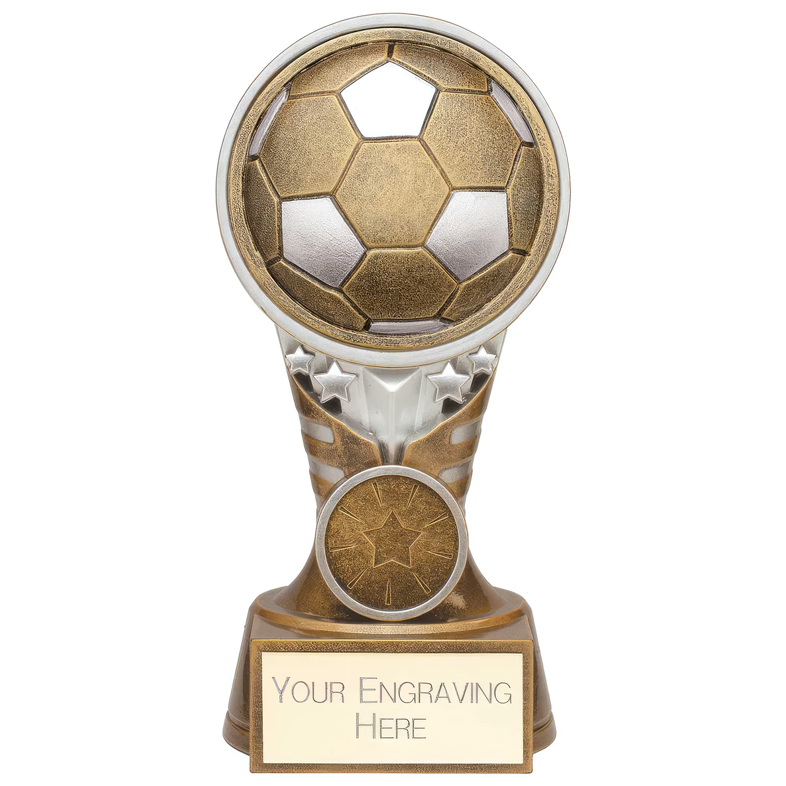 PA24153 Ikon Tower Football Award Antique Silver & Gold - Image 1