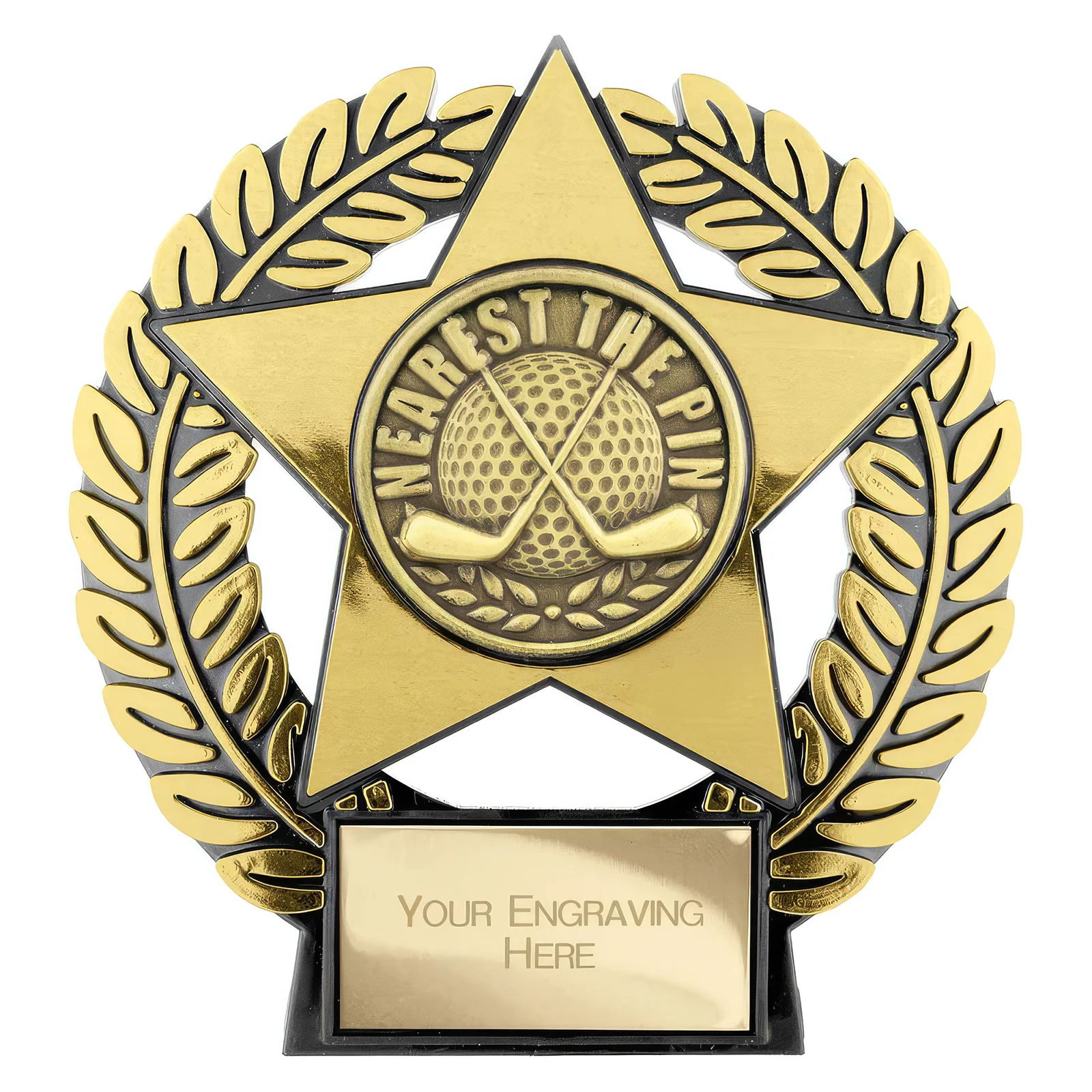 PL25185G Emperor Star Nearest the Pin Plaque Gold 120mm - Image 1