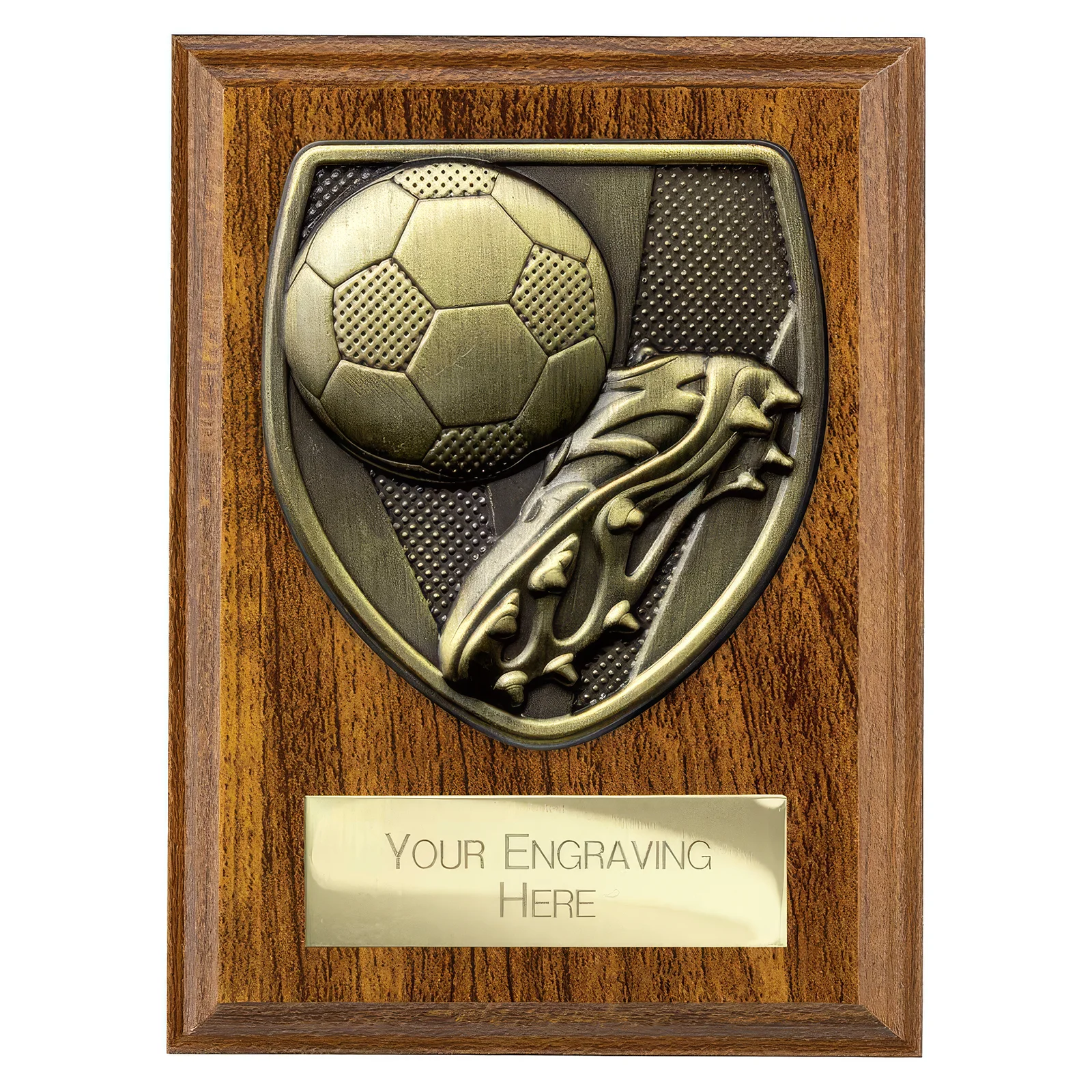 PN24195 Cobra Plaque Football Boot & Ball Award Walnut - Image 1