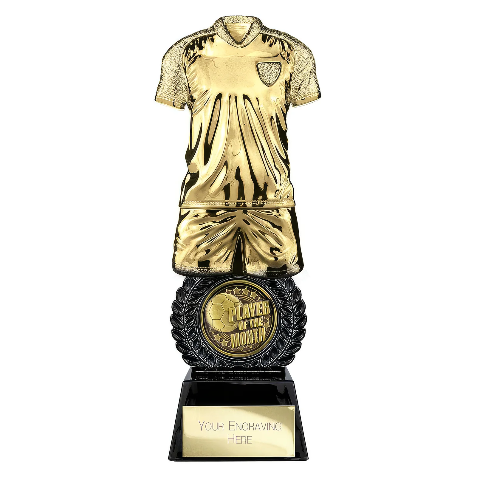 PT25056A Intensity Football Player of Month Award Gold & Carbon Black 260mm - Image 1
