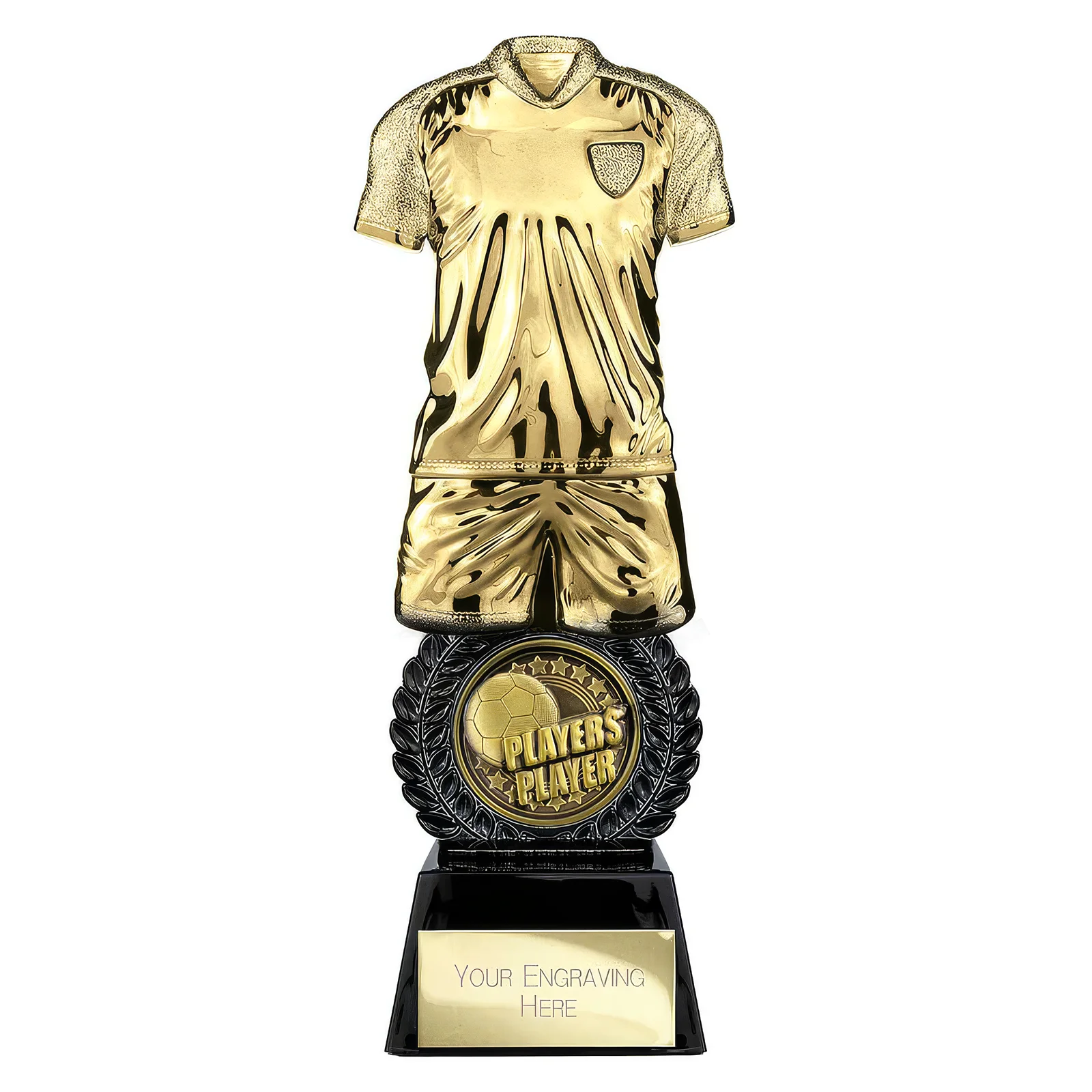 PT25058A Intensity Football Players Player Award Gold & Carbon Black 260mm - Image 1