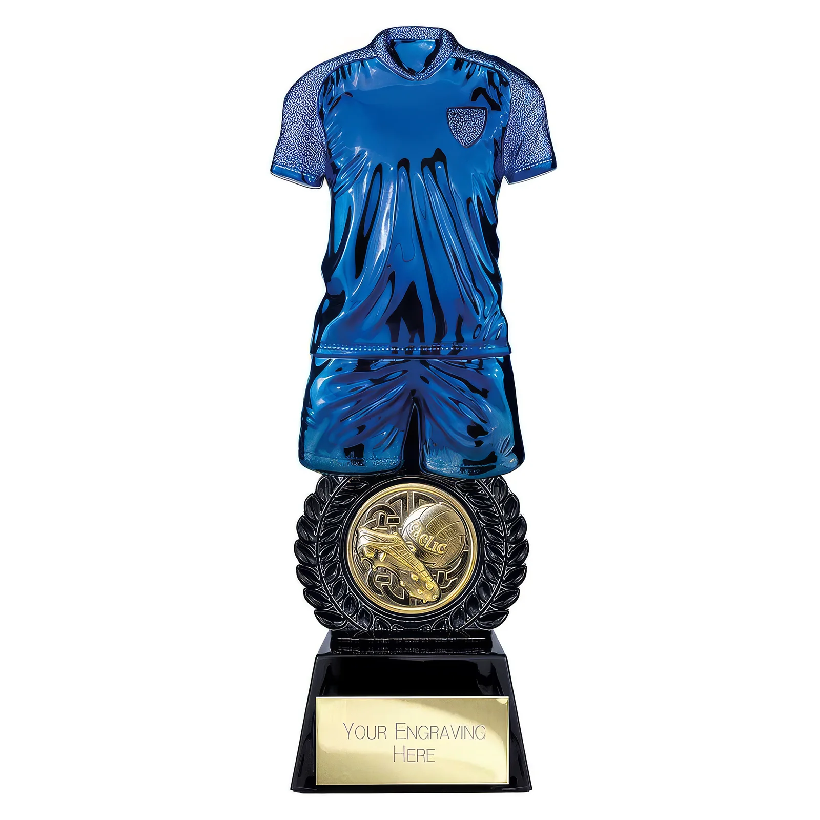 PU26016A Intensity Gaelic Football Award Blue & Carbon Black 260mm - Image 1