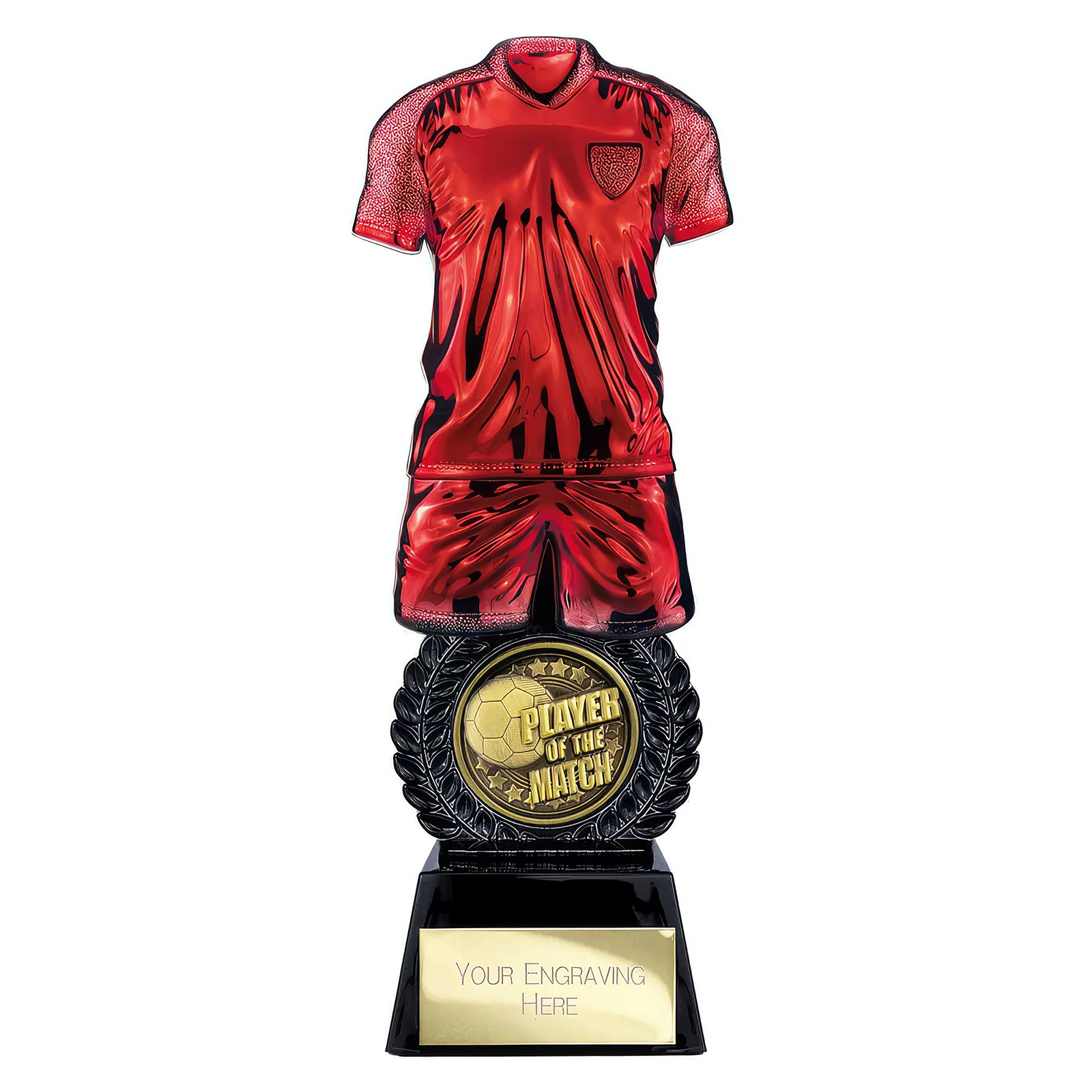 PV25055A Intensity Football Player of Match Award Red & Carbon Black 260mm - Image 1
