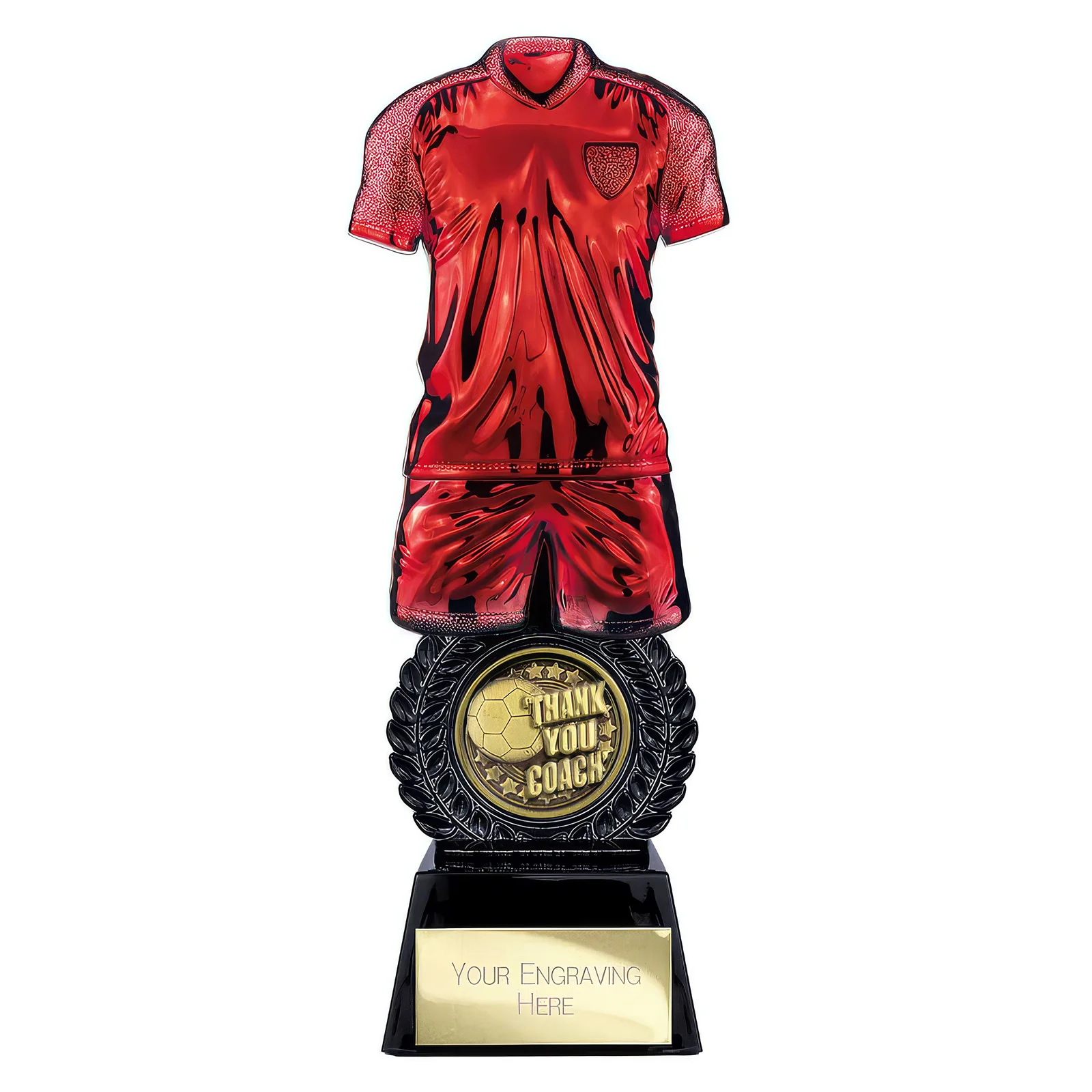 PV25059A Intensity Football Thank You Coach Award Red & Carbon Black 260mm - Image 1