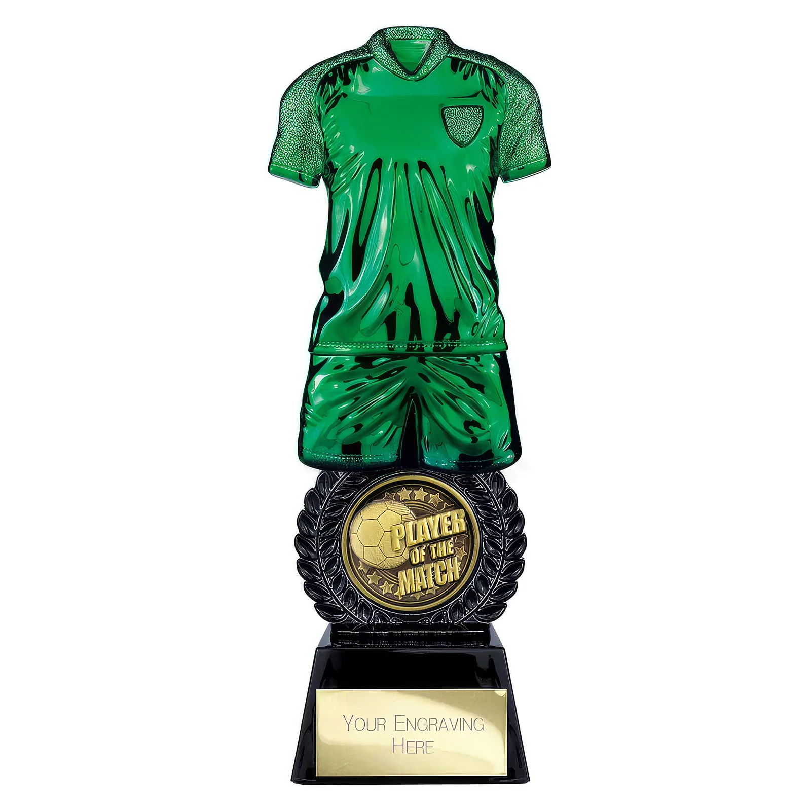 PW25055A Intensity Football Player of Match Award Green & Carbon Black 260mm - Image 1
