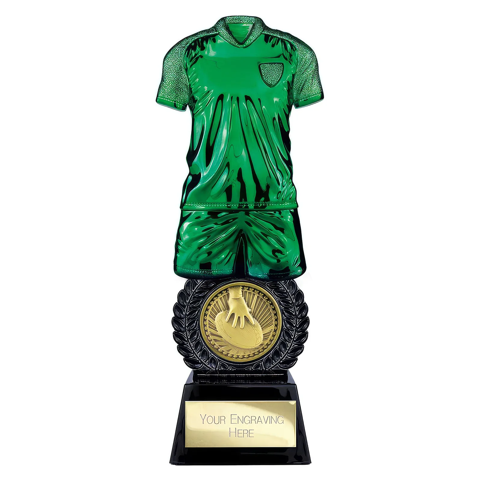 PW25075A Intensity Rugby Award Green & Carbon Black 260mm - Image 1