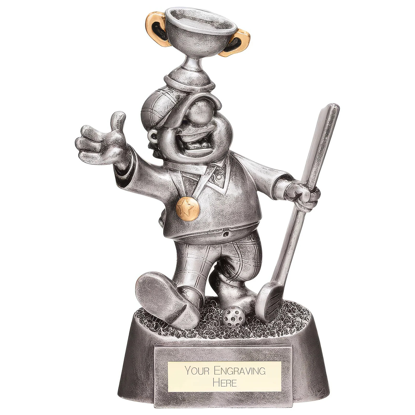 RF23044A Goof Balls Golf Winner Award Silver 185mm - Image 1