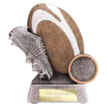Exodus Rugby Boot & Ball Award Antique Gold & Silver 105mm