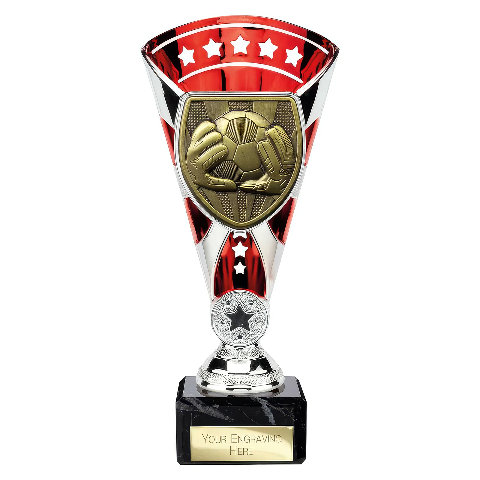 TD24202 Cobra Star Cup Football Goal Keeper Silver & Red - Image 1