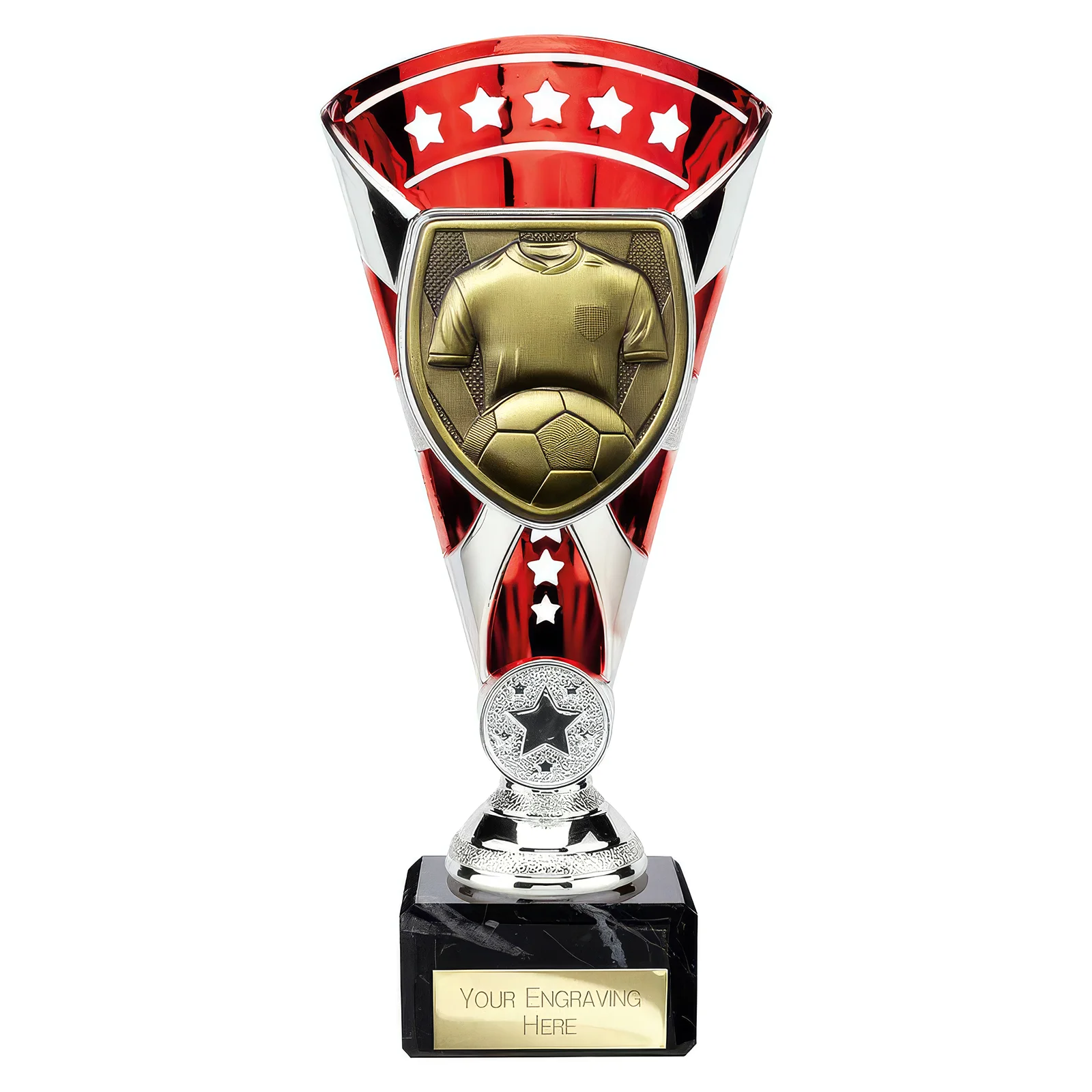 TD24206 Cobra Star Cup Football Shirt & Ball Silver & Red - Image 1