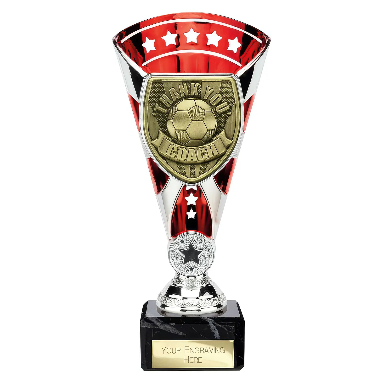 TD25112 Cobra Star Cup Thank you Coach Silver & Red - Image 1