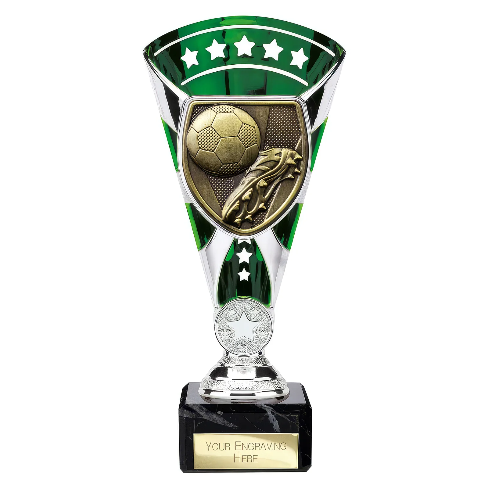 TE24195 Cobra Star Cup Football Boot & Ball Silver & Green - Image 1