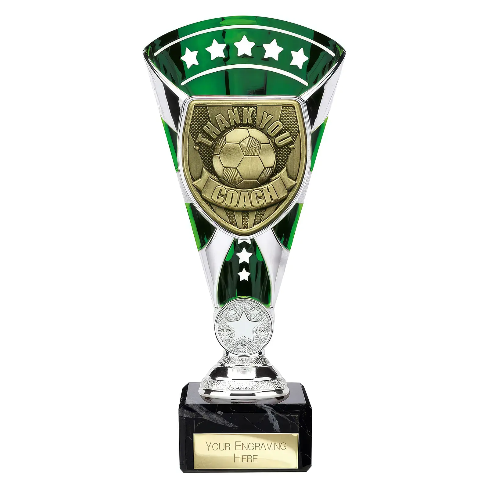 TE25112 Cobra Star Cup Thank you Coach Silver & Green - Image 1