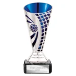 Defender Football Trophy Cup Silver & Blue