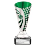 Defender Football Trophy Cup Silver & Green