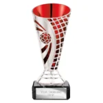 Defender Football Trophy Cup Silver & Red