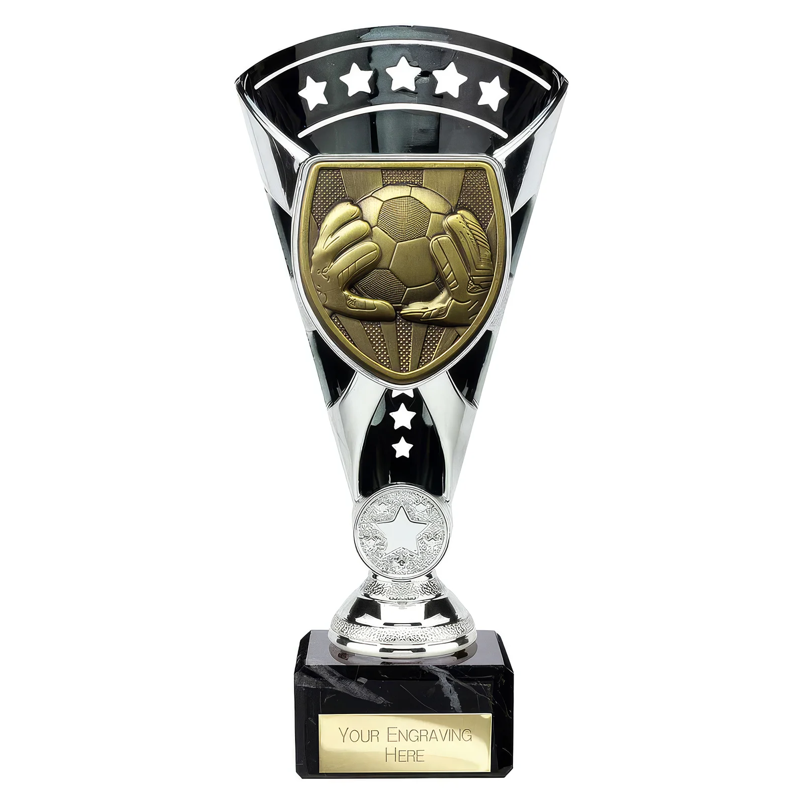TR24202 Cobra Star Cup Football Goal Keeper Silver & Black - Image 1