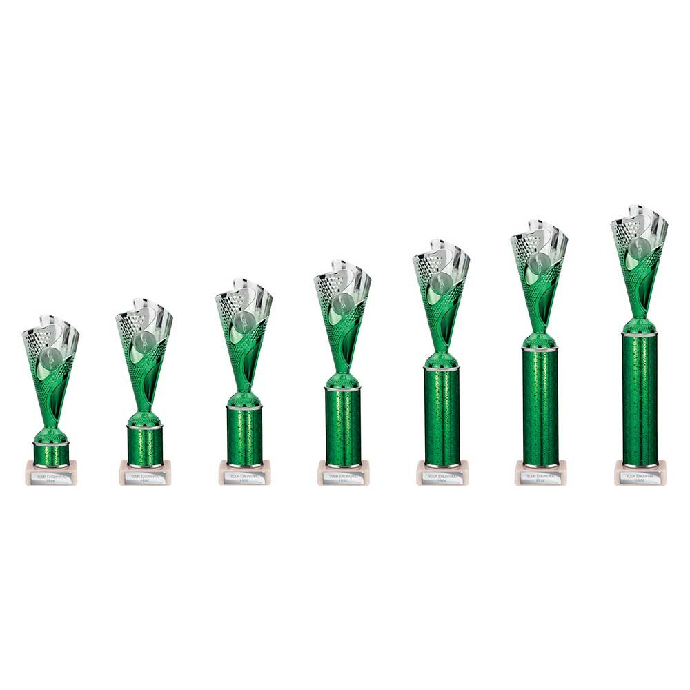 TR25607.jpg Rodeo Multisport Tube Trophy Silver & Green - Image 1