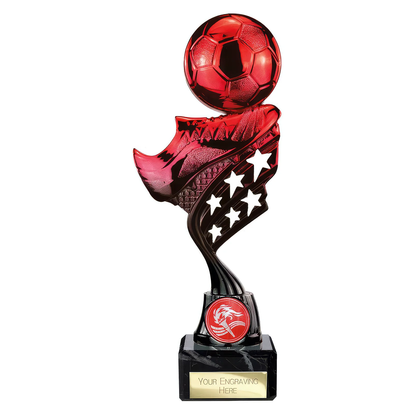 TR26501 Innov8 Football Plastic Trophy Red & Black - Image 1