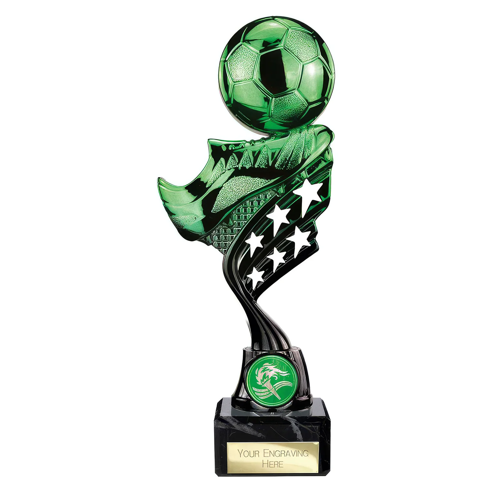 TR26576 Innov8 Football Plastic Trophy Green & Black - Image 1