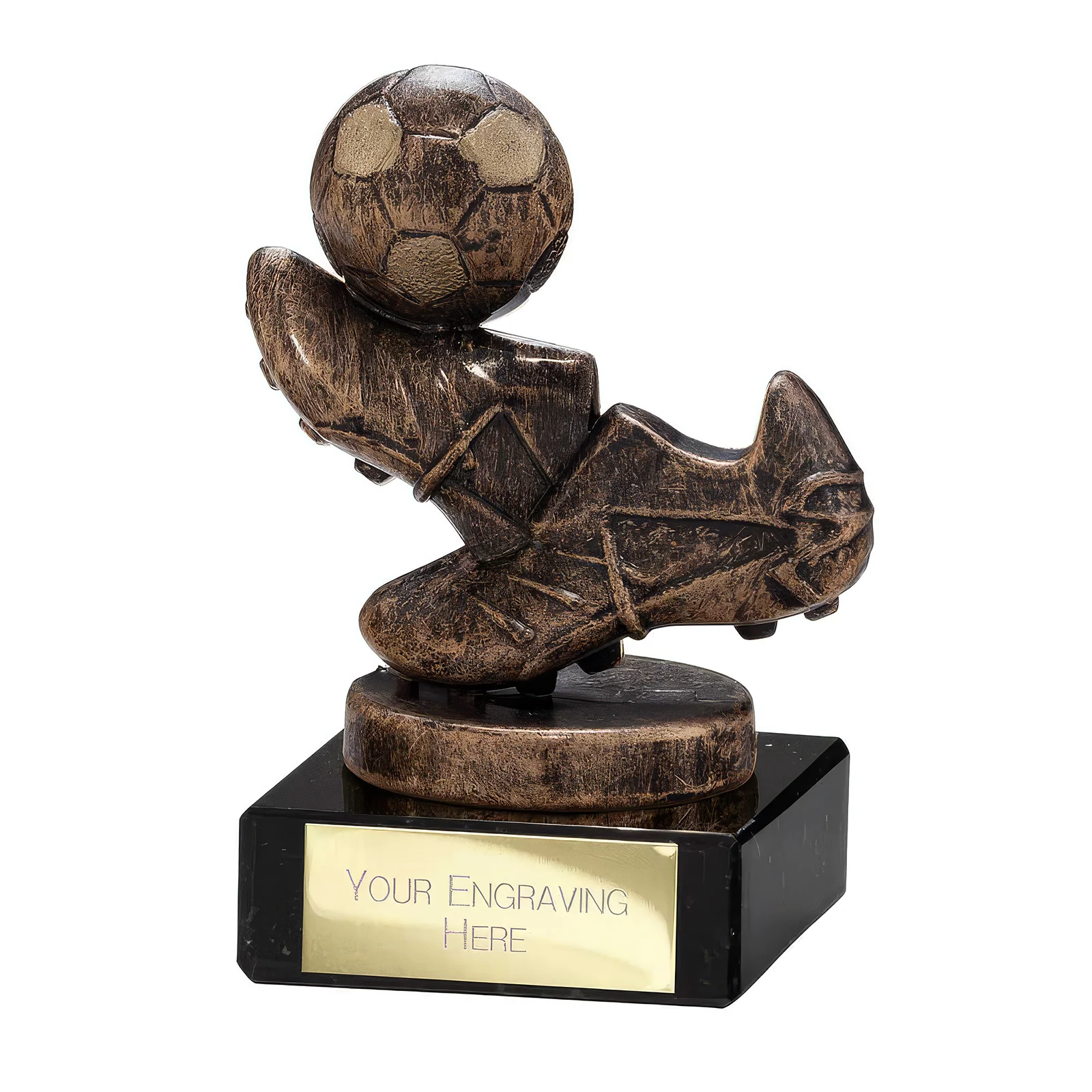 TR26683B Agility Boot & Ball Football Trophy Bronze & Gold 95mm - Image 1