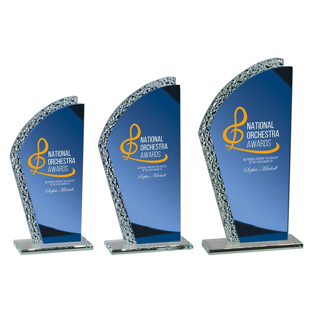 CR25305.jpg Hawk Glass Award Blue & Silver - Image 1