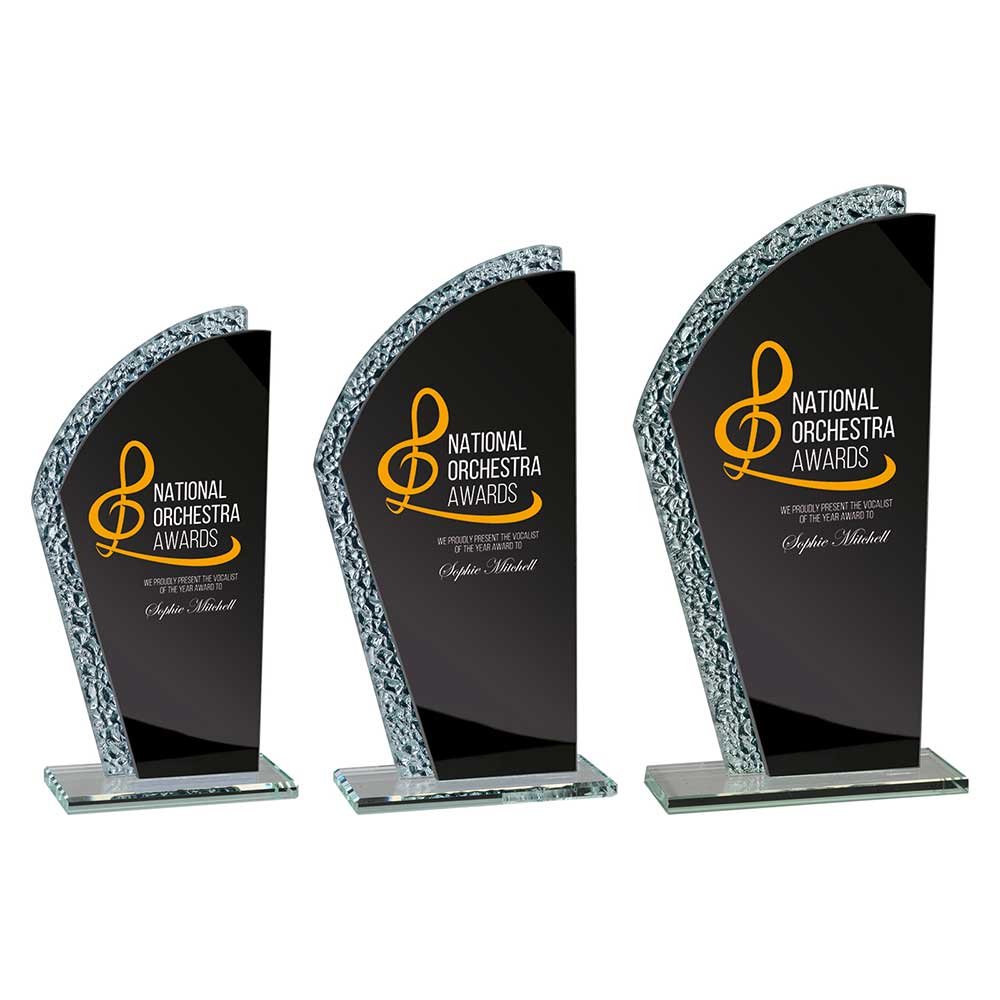 CR25306.jpg Hawk Glass Award Black & Silver - Image 1