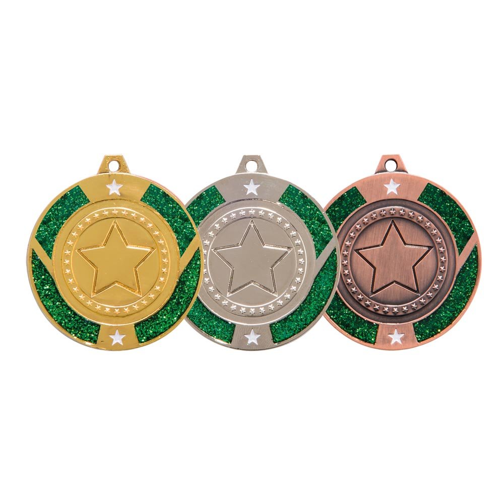 MM17147.jpg Glitter Star Medal Green - Image 1
