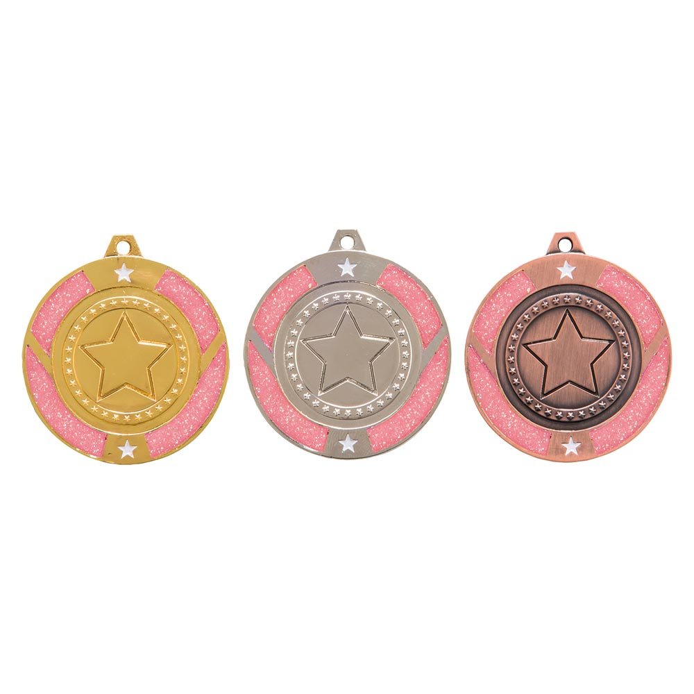 MM17148.jpg Glitter Star Medal Pink - Image 1