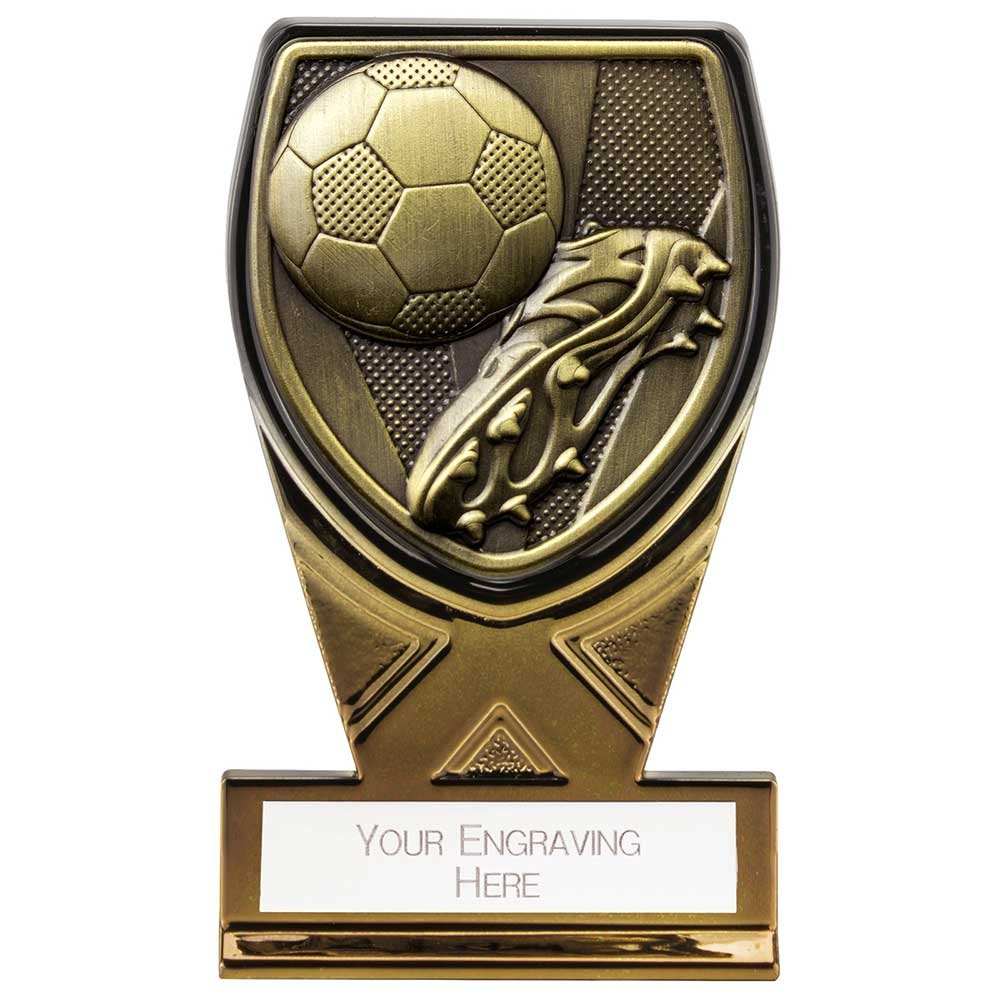 PM24195A.jpg Fusion Cobra Football Boot & Ball Plaque Award Black & Gold 110mm - Image 1