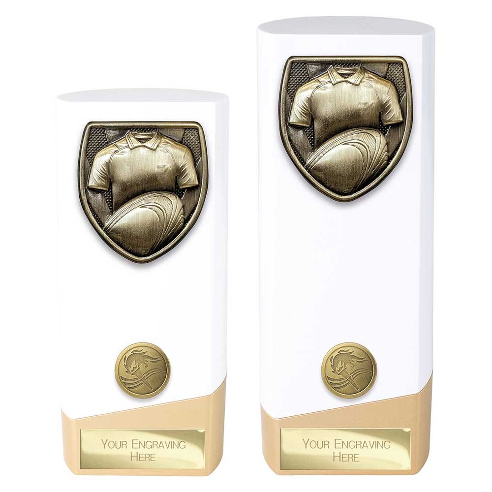PW24207.jpg Prime Cobra Rugby Shirt & Ball Award White & Gold - Image 1