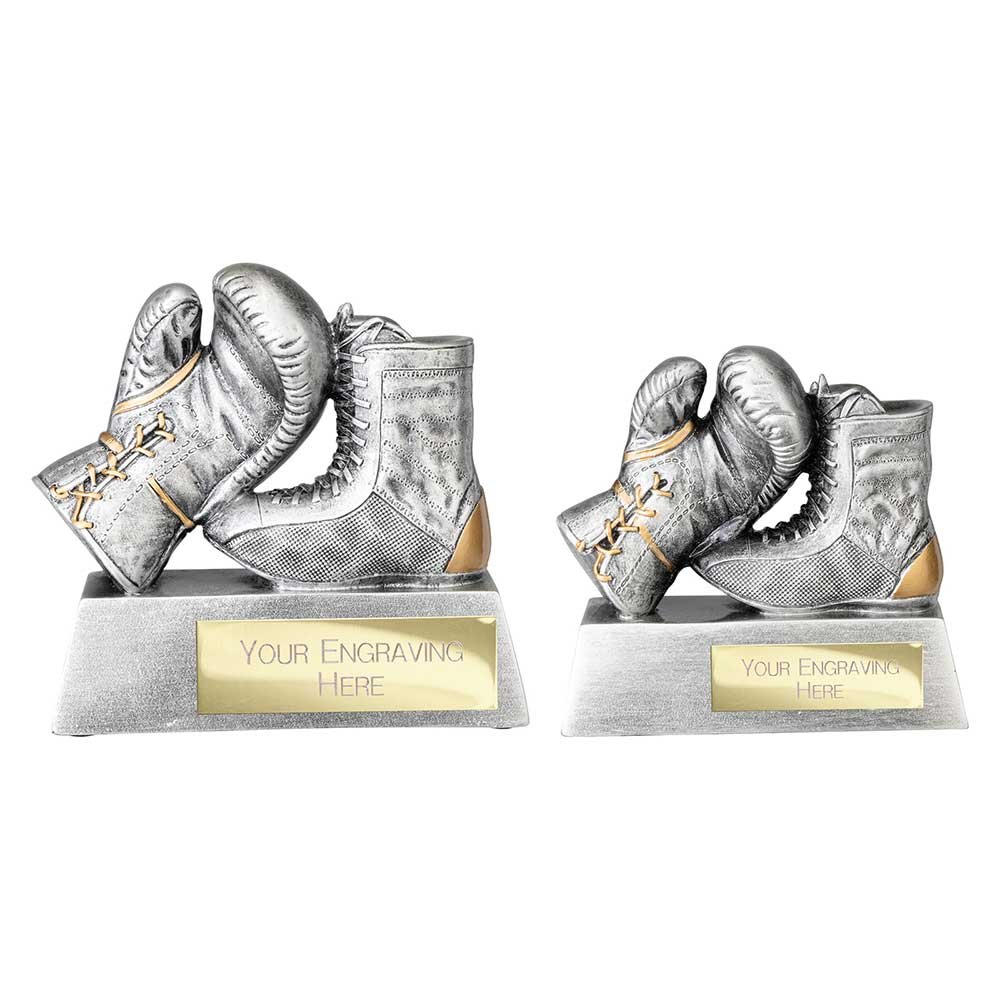 RF25135.jpg Power Boxing Resin Award Antique Silver - Image 1