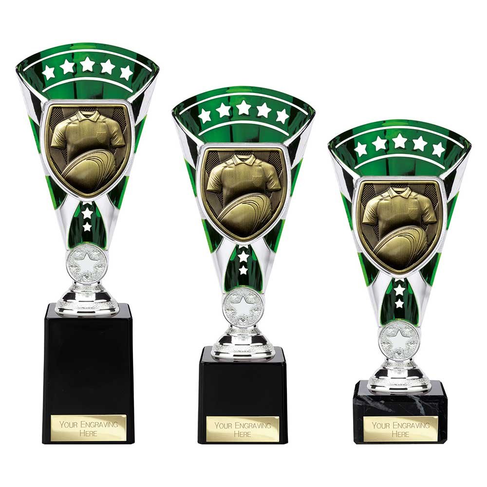 TE24207.jpg Cobra Star Cup Rugby Shirt & Ball Silver & Green - Image 1