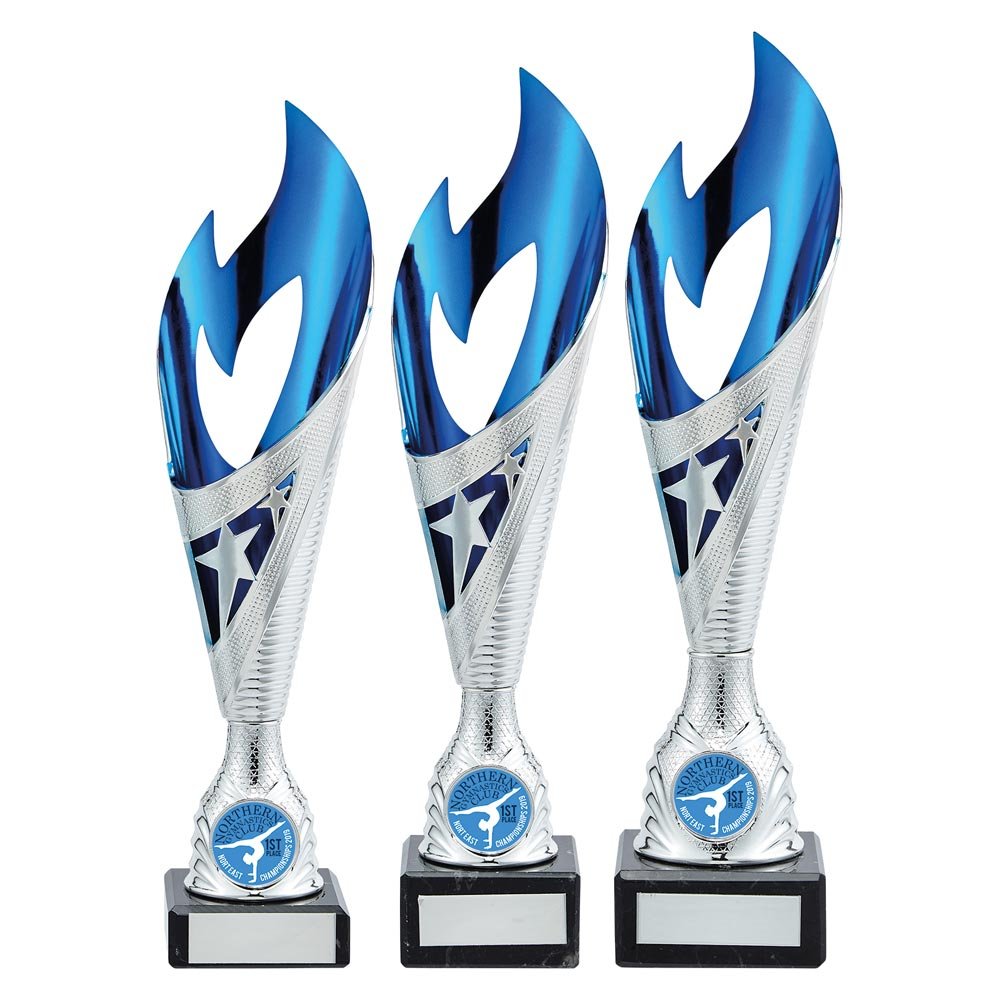 TR19589.jpg Inferno Plastic Laser Cut Cup Silver & Blue - Image 1