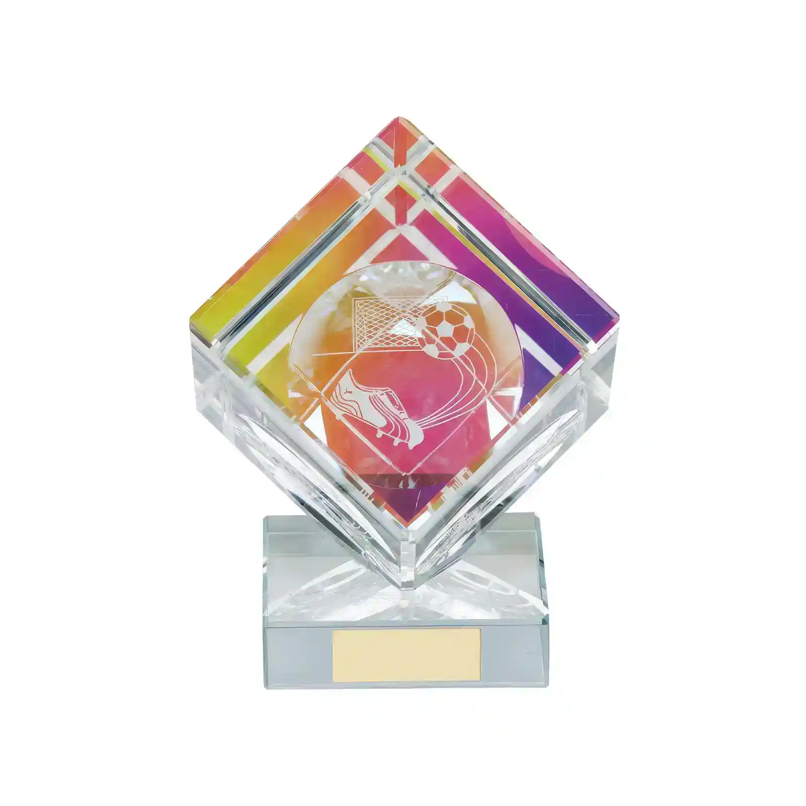CR9232A.webp Victorious Football Crystal Cube Award 105mm (60mm Width) - Image 1