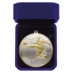 Premiership Football Medal Box Gold & Silver 70mm