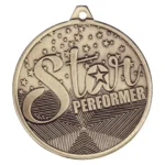 Cascade Star Performer Iron Medal Antique Gold 50mm