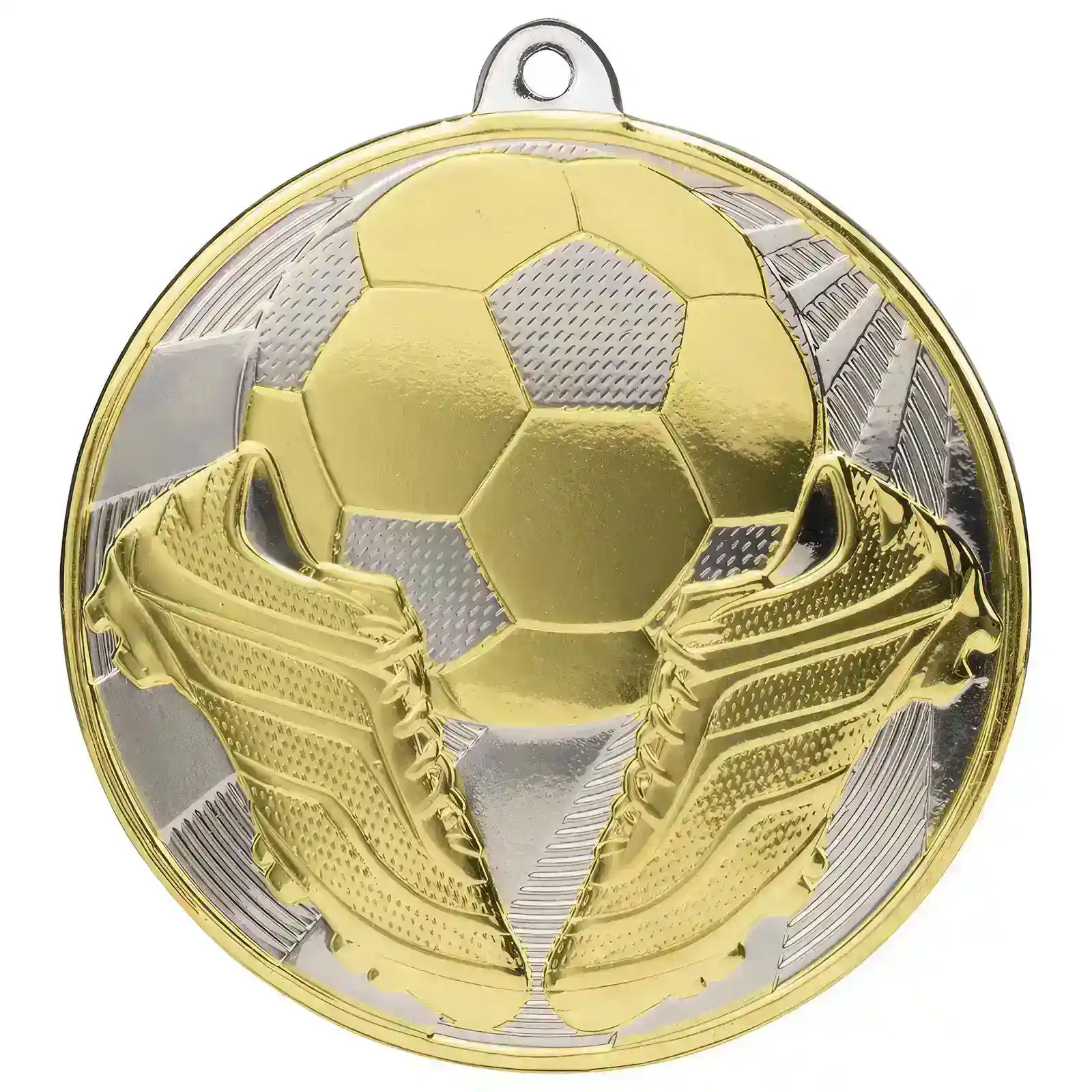 MM24262A.webp Premiership Football Boot & Ball Medal Gold & Silver 60mm - Image 1