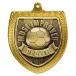 Cobra Football Most Improved Shield Medal Gold 75mm