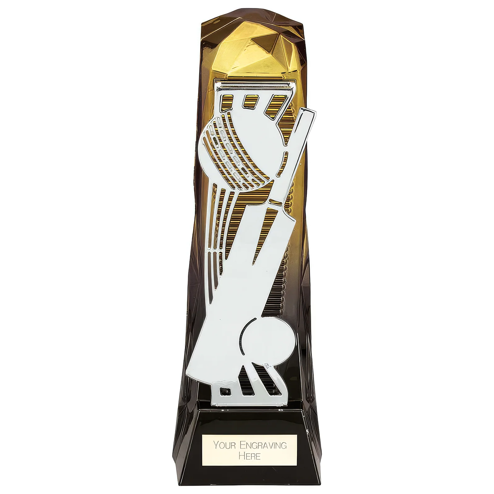 PA24021A.webp Shard Cricket Award Fusion Gold & Carbon Black 230mm - Image 1