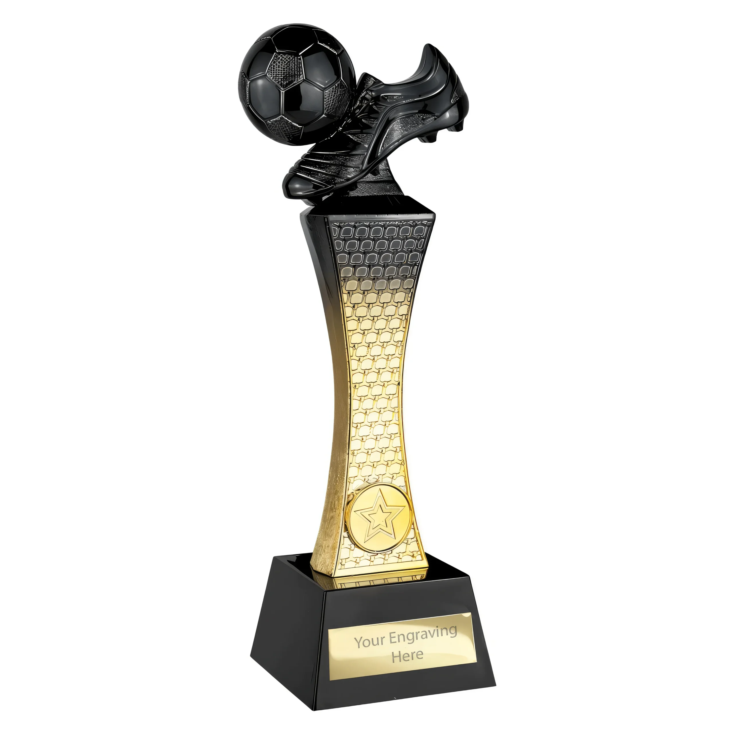 PA25332A-scaled-1.webp Raider Football Boot and Ball Award Carbon Black & Gold 260mm - Image 1