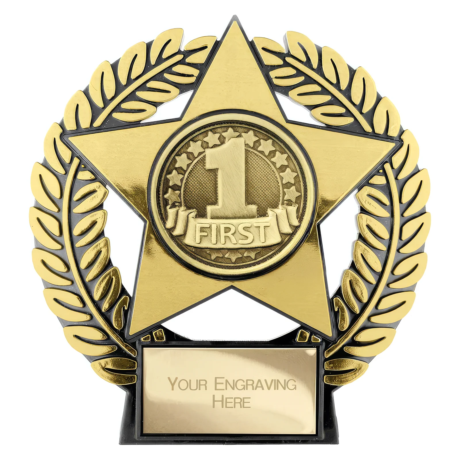 PL25160G.webp Emperor Star 1st Place Plaque Gold 120mm - Image 1