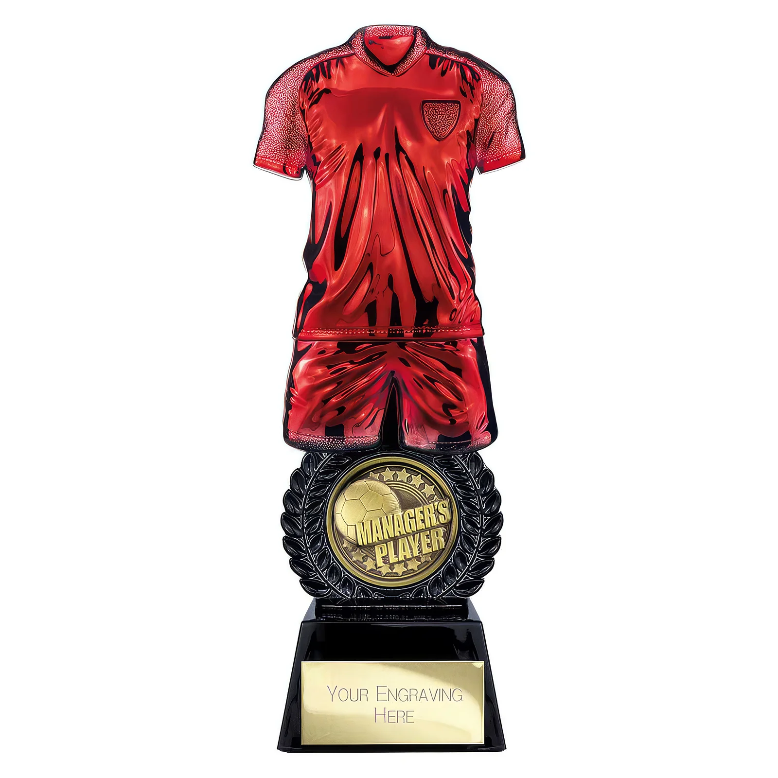 PV25051A.webp Intensity Football Managers Player Award Red & Carbon Black 260mm - Image 1