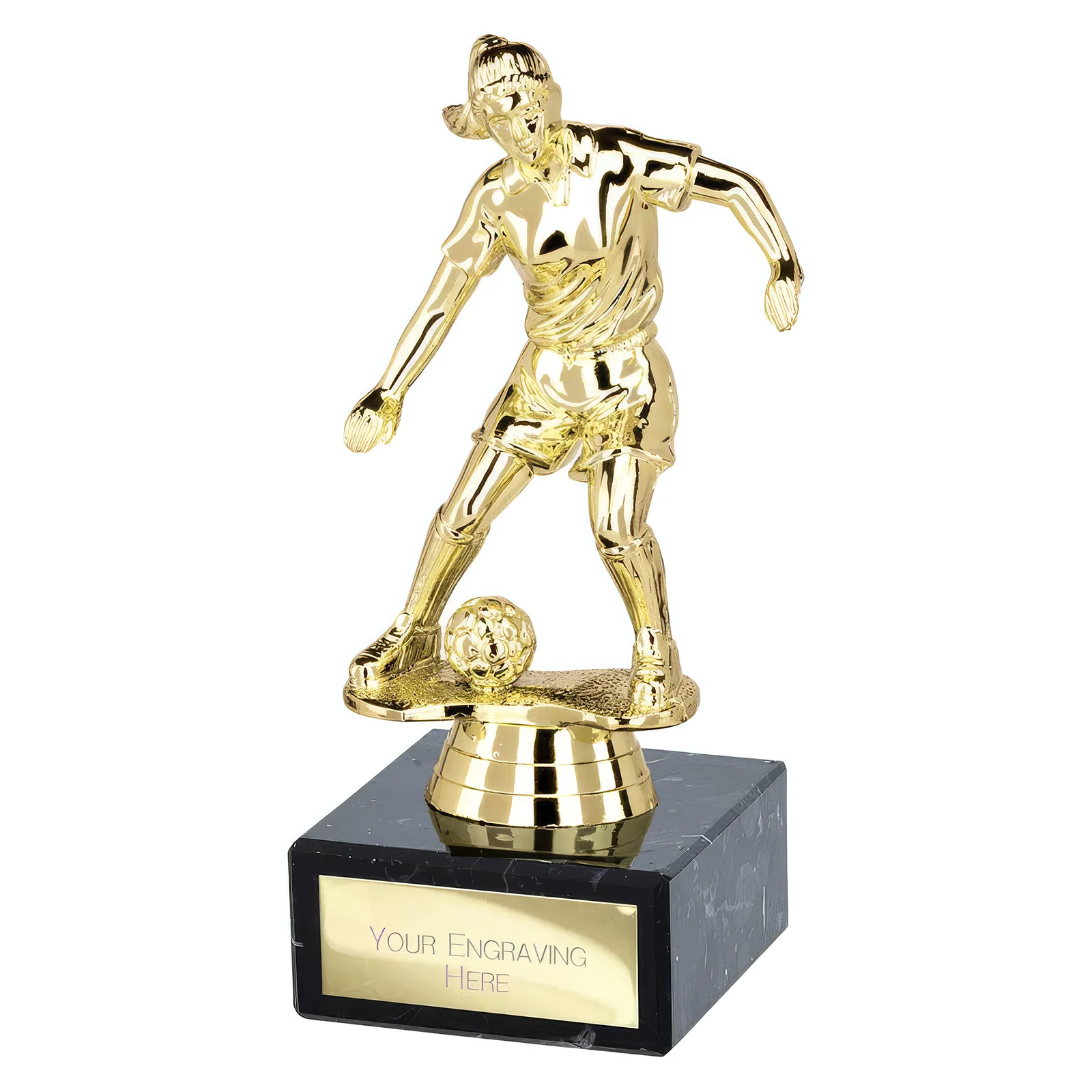 TR25612A.webp Dominion Female Football Trophy Gold 140mm - Image 1